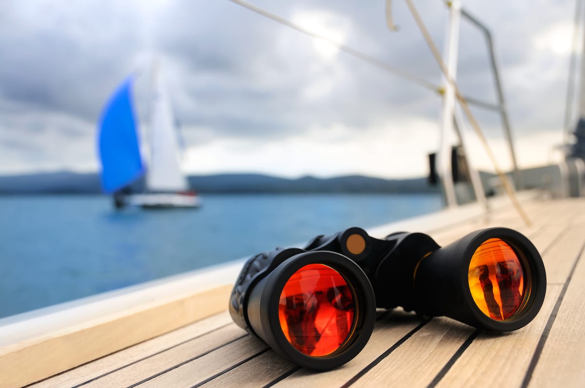 Binocular on the deck of yacht
