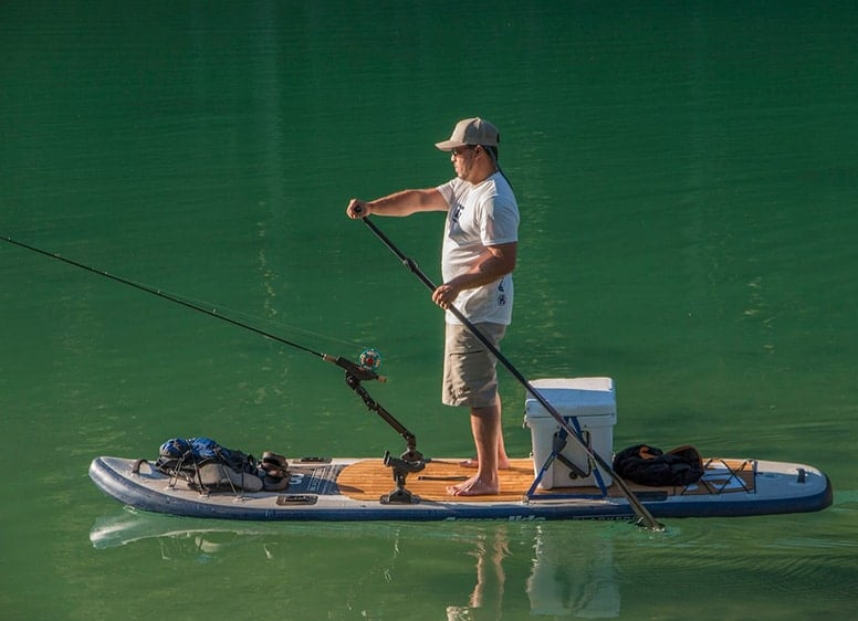 Man fishing from a paddle board