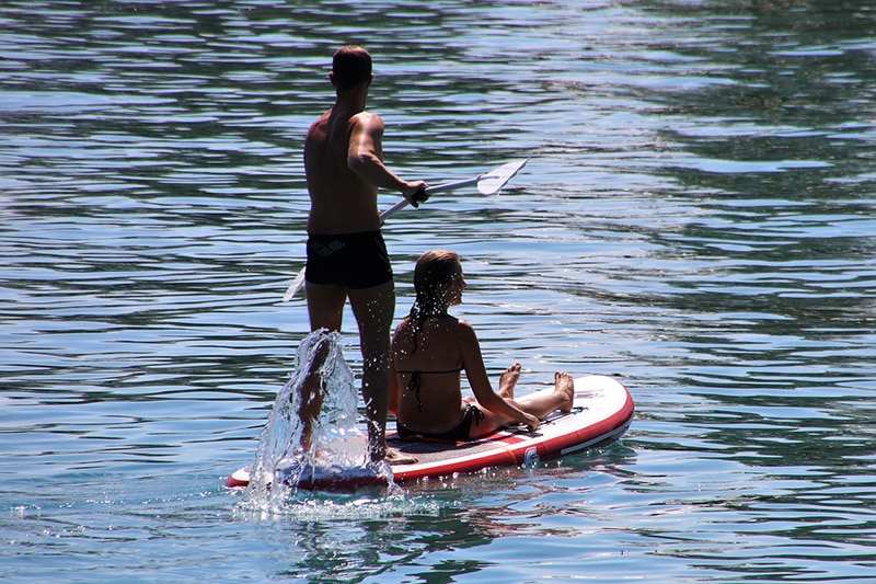 Two people on a paddleboard
