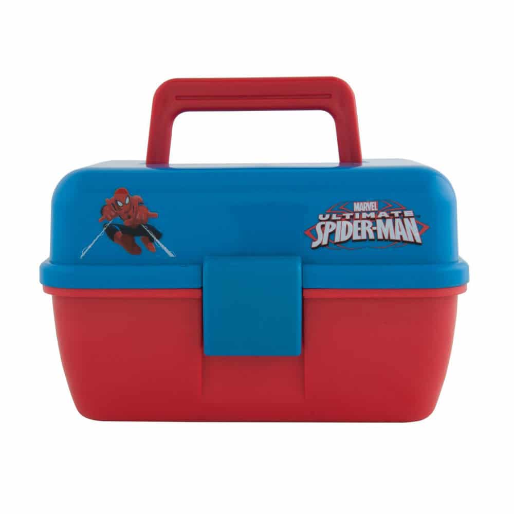 a kid's spider-man themed tackle box