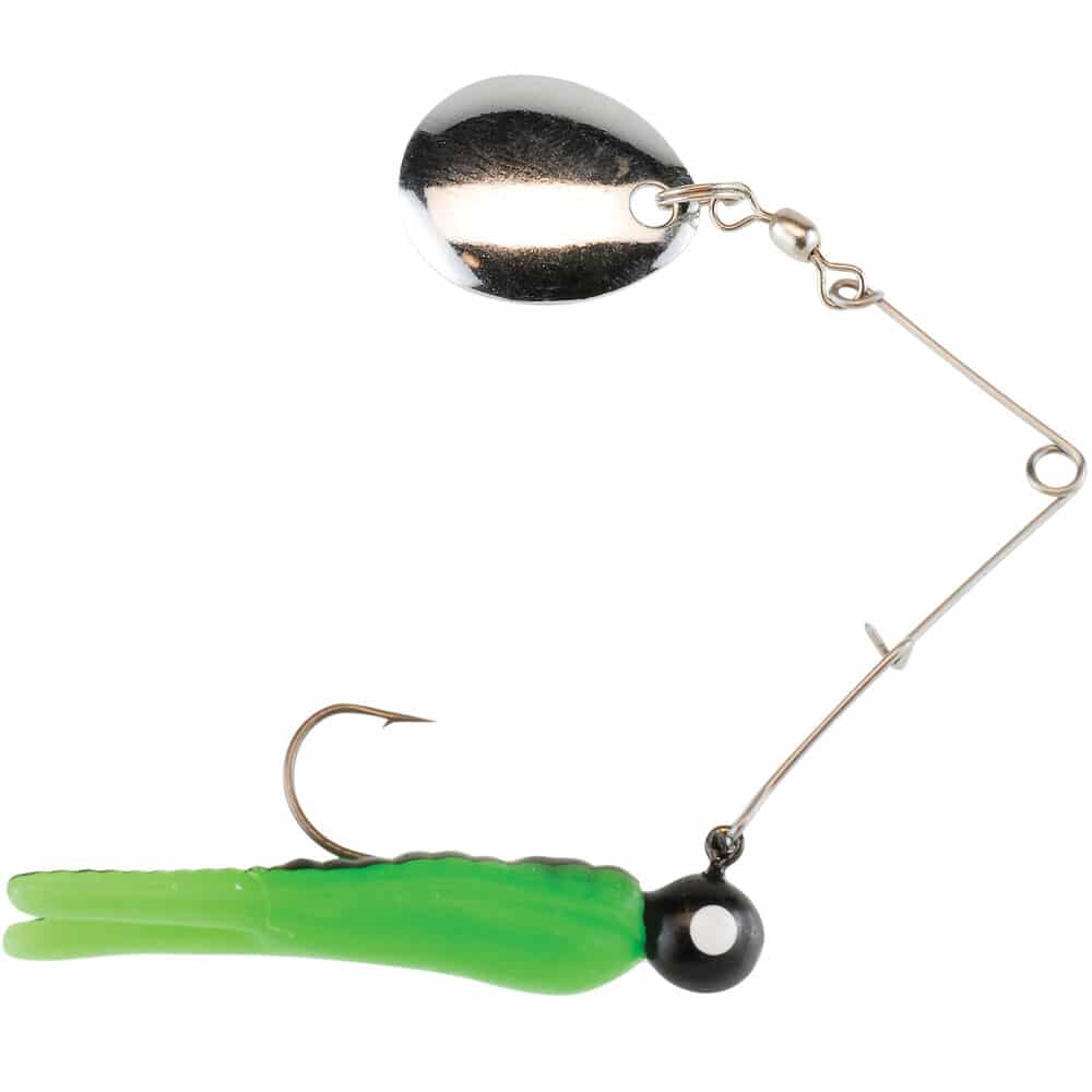 green and black beetle spin fishing lure