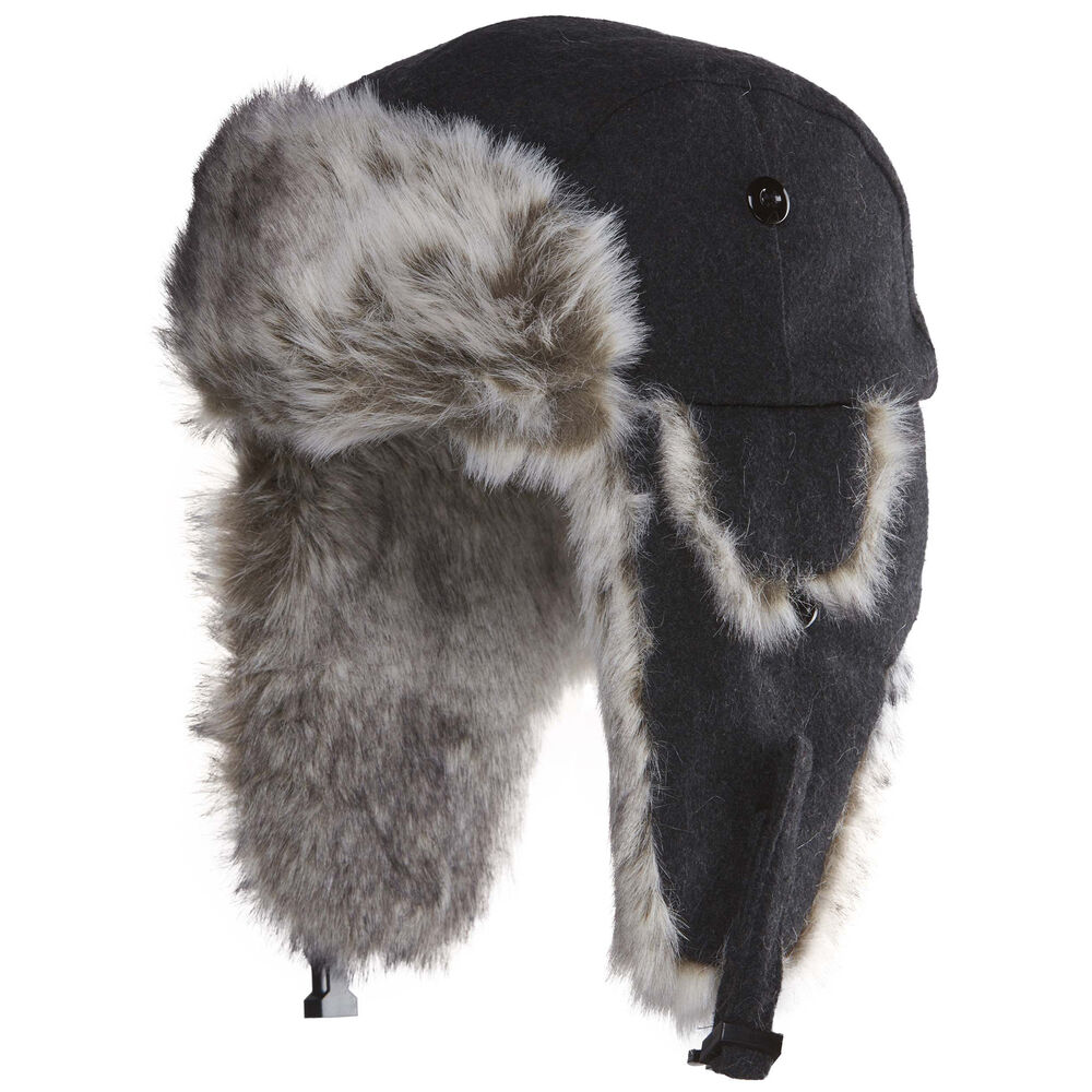 Black and gray aviator style hat
