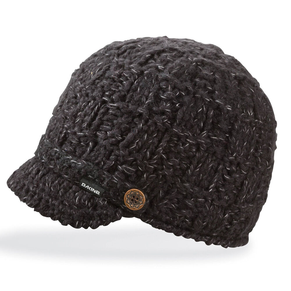 Dark gray women's knit visor beanie hat
