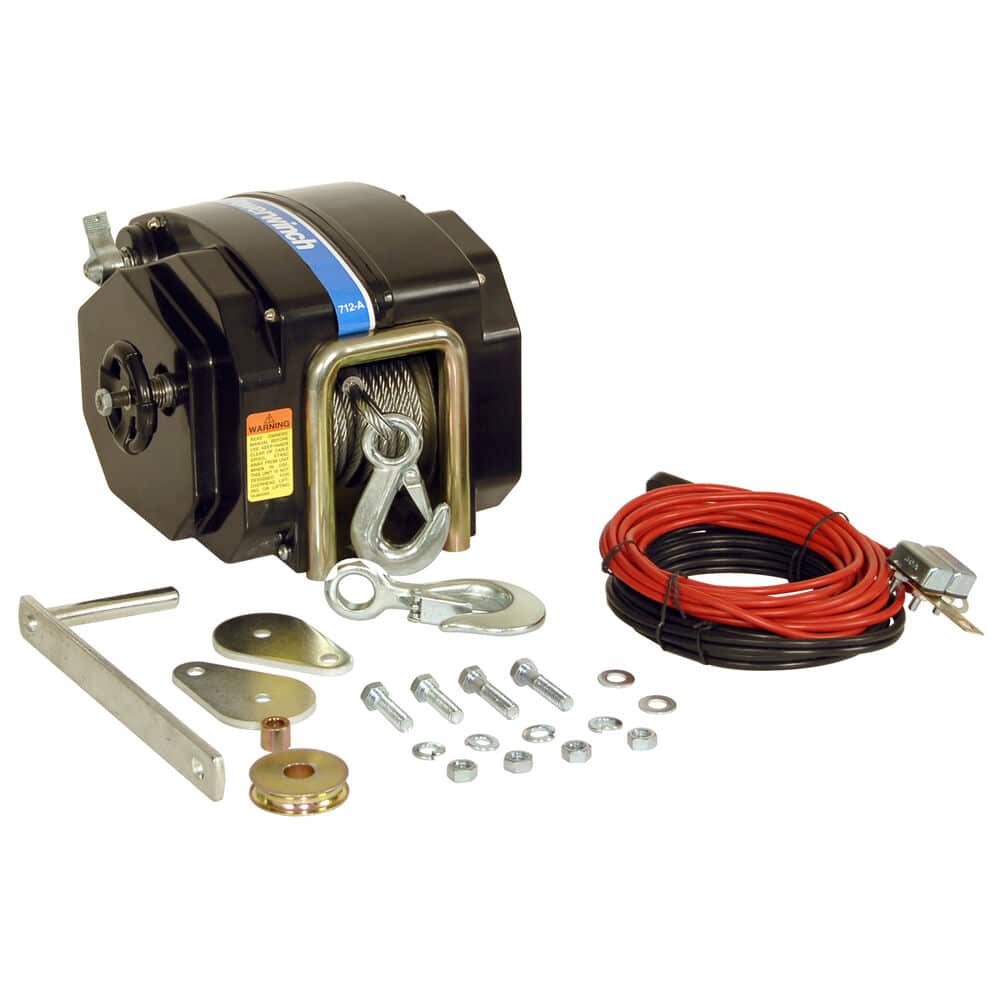 black electric boat trailer winch and accessories