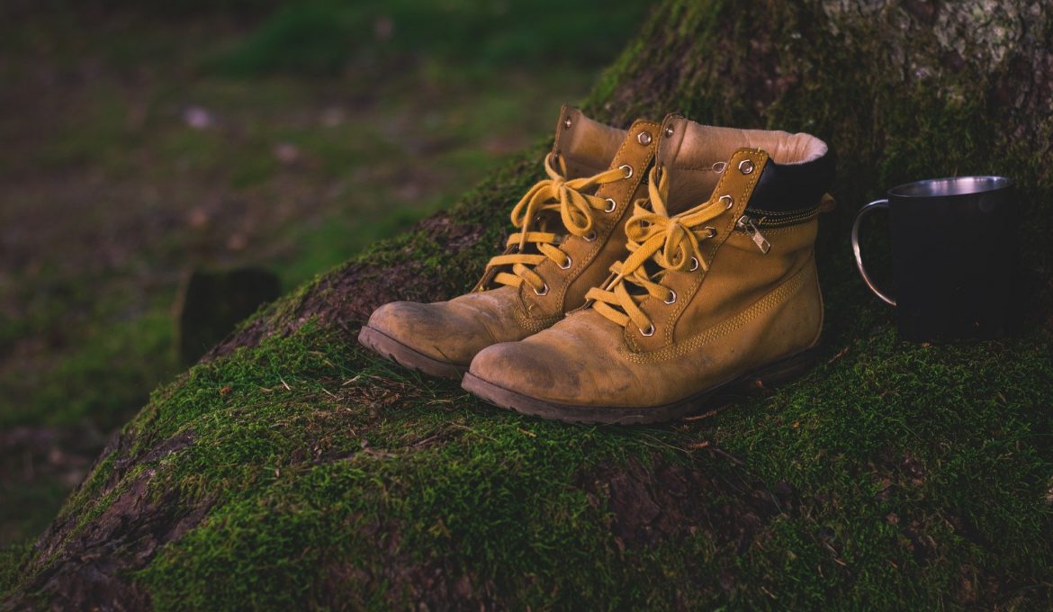 a pair of hiking boots in nature