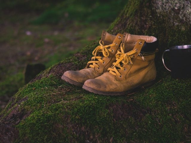 a pair of hiking boots in nature